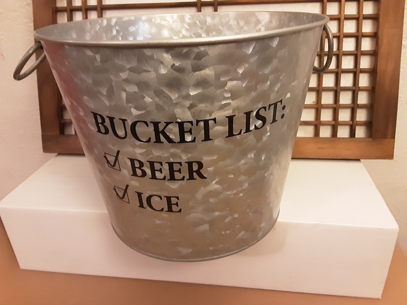 Galvanized Steel Metal Bucket List Beer Ice Large 10" Wide 8" Tall Party Mancave