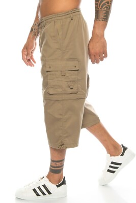 Herren Bermuda Cargo-Shorts Capri-Hose abnehmbare Beine Zipp-Off 3/4 kurze Hose 