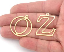 Letter Charms Pendant Shiny Gold Plated Brass 30mm 0.6 mm 1 loop Findings 4823