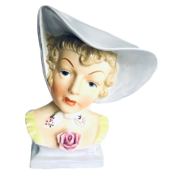 Vintage Lady Head Vase Hand Painted Japan UCAGCO Woman Headvase eBay