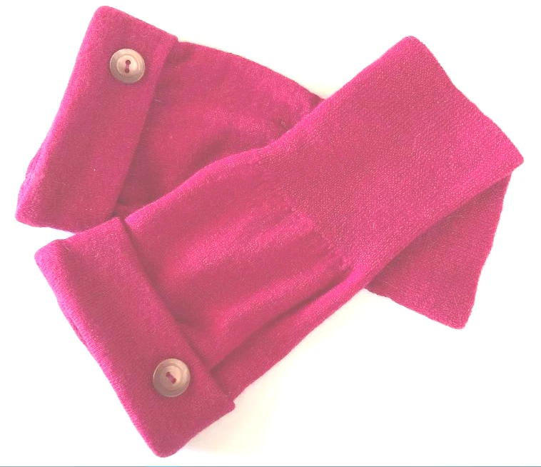 FINGERLESS GLOVES PINK 100% MERINO WOOL ONE SIZE S M L ARM WARMERS MITTENS CUFFS
