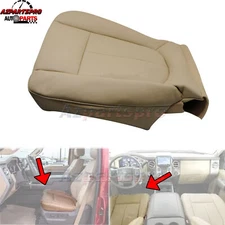 Bottom PERFORATED Leather Seat Cover Beige Tan For Ford F150 F250 F350 F450 F550