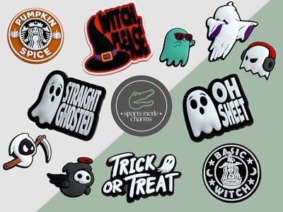 Halloween - Charms für Crocs Schuhe - Laken Geist Hexe Urlaub Trick oder Leckerbissen