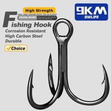 25~100Pcs Black Strong High Carbon Steel Treble Hooks Fishing Triple Lures Hooks