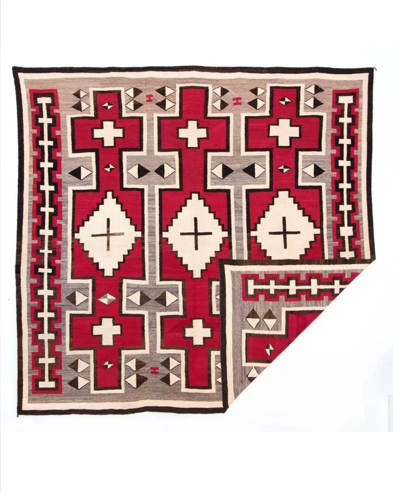 Шерстяной ковер ручной работы навахо в индейском стиле юго-западный размер 6x6 - Изображение 2 из 2