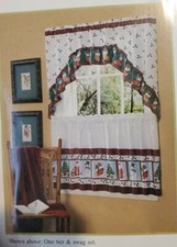 Christmas Holidays Window Curtains Swags  Tiers Full Treatment Poinsettias