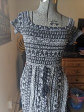 Boho Festival Summer Dress xhilaration Black And white large long Maxi 