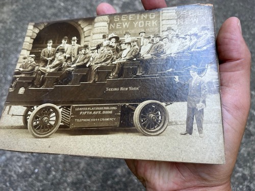Kabinettkarte mit Blick auf das NY Flat Iron Building Tour Bus Foto aus den 1920er Jahren - Bild 10 von 14