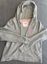 Abercrombie  Fitch Ladies Small Gray Soft Hoodie Pink Letters