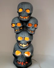 Vtg 90s Skeleton Skulls Totem Foam Mold Light Up The Paper Magic Group 17.5" H