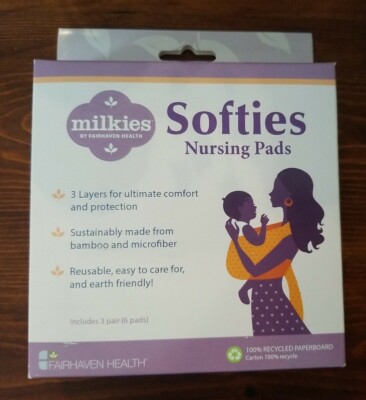 Fairhaven Health Milkies Softies Contoured Nursing Bra Pads Breastfeed Reusable