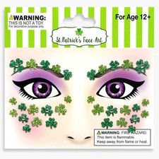 2 Sheets Shamrock Glitter Face Tattoo Jewelry, St. Patrick's Day Celebration ...