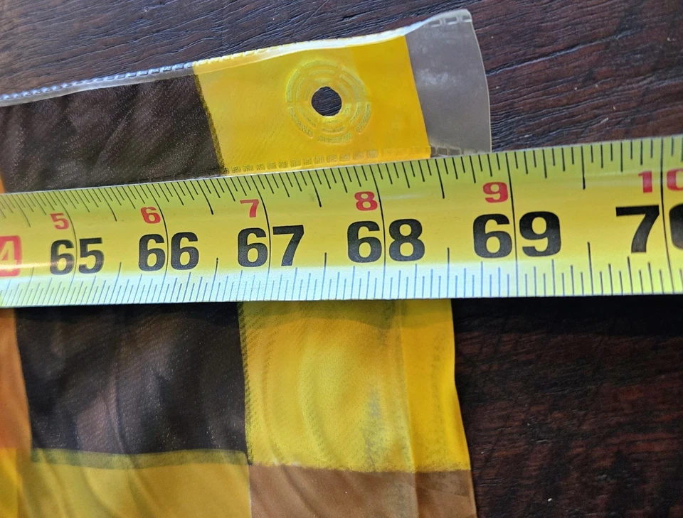 CORTINA DE DUCHA VINTAGE AÑOS 70 NARANJA AMARILLO Y MARRÓN A CUADROS VINILO Y ANILLOS TRANSPARENTES MCM Foto 4 de 4