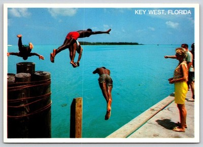 Postcard Florida Key West People Diving Dock