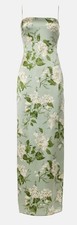 Reformation Women's 100% Silk Frankie Gown Slip Maxi Dress - Green Floral - Sz 8