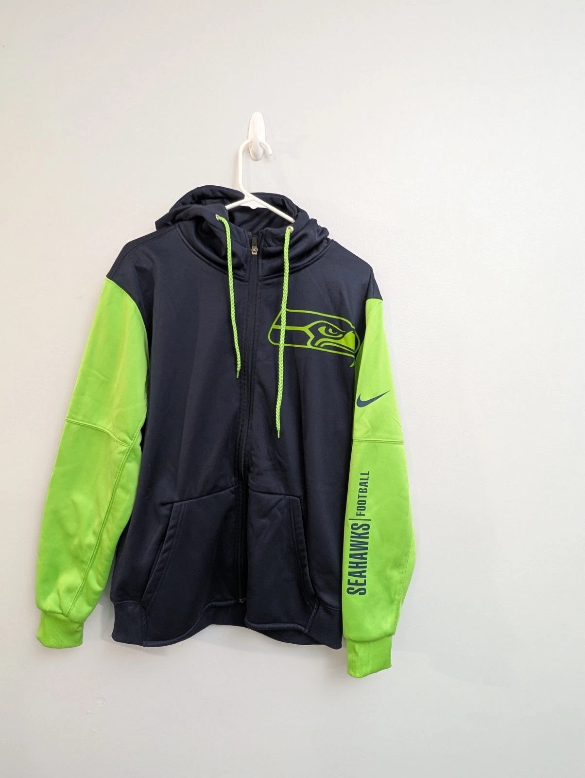 X2 Nike Dri-Fit On Field SEATTLE SEAHAWKS Large Sideline Hoodie SweatShirt