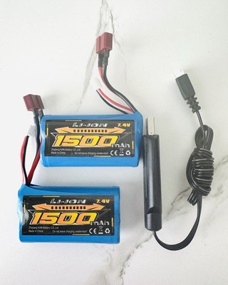 2Pcs 1500mAh 7.4V Li-ion 2S Battery Deans T-Plug For 4WD RC Cars Boat Trucks