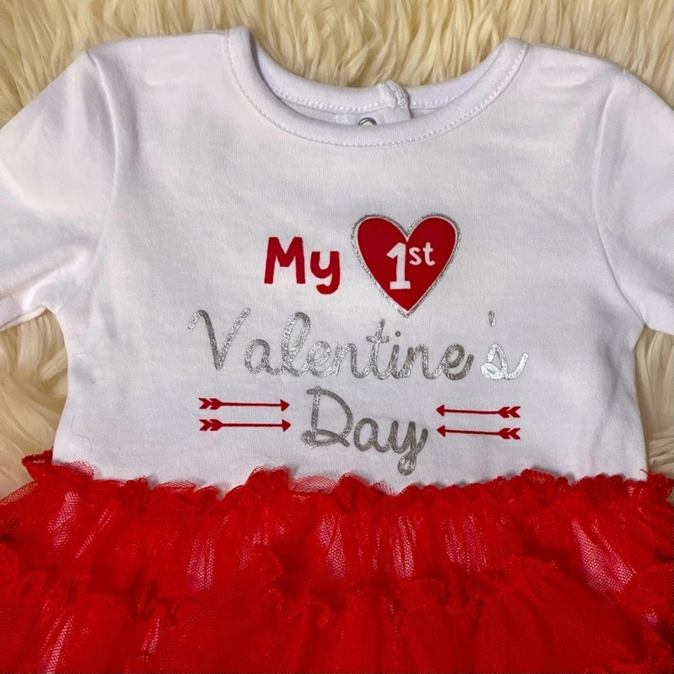 Baby Gear Falda Tutú Roja de Una Pieza Día de San Valentín Manga Larga Balletcore Talla 6M Foto 2 de 4