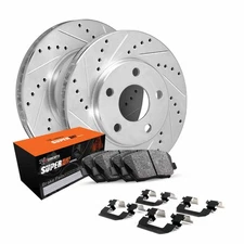 R1 Concepts Wgxh1 48026 R1 Brake Rotors   D S   Silver W  Sup Dty Pads   Hdw