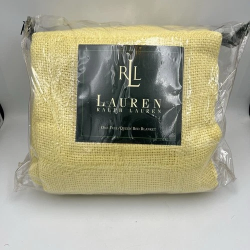 RALPH LAUREN Cotton Blanket Full/Queen 90x90" Butter (soft yellow)