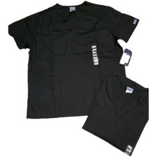 Cherokee Workwear Black V-Neck Scrub Top Unisex Medical Uniform Lot Sz Medium