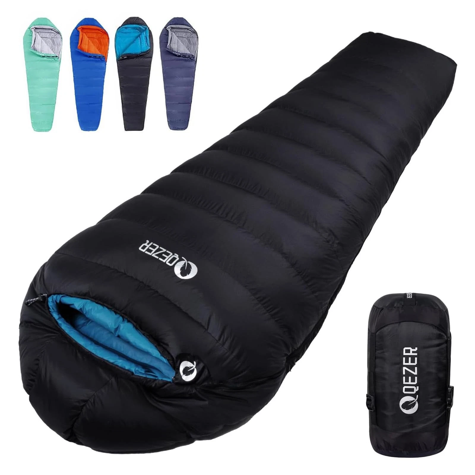Down Mummy Sleeping Bag for Adults, 54°F to 28°F Warm Weather Lightweight Com...