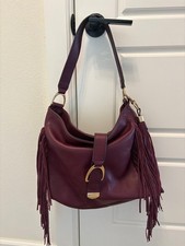 Burgundy Genuine Leather GILI Fringe Slouchy ...