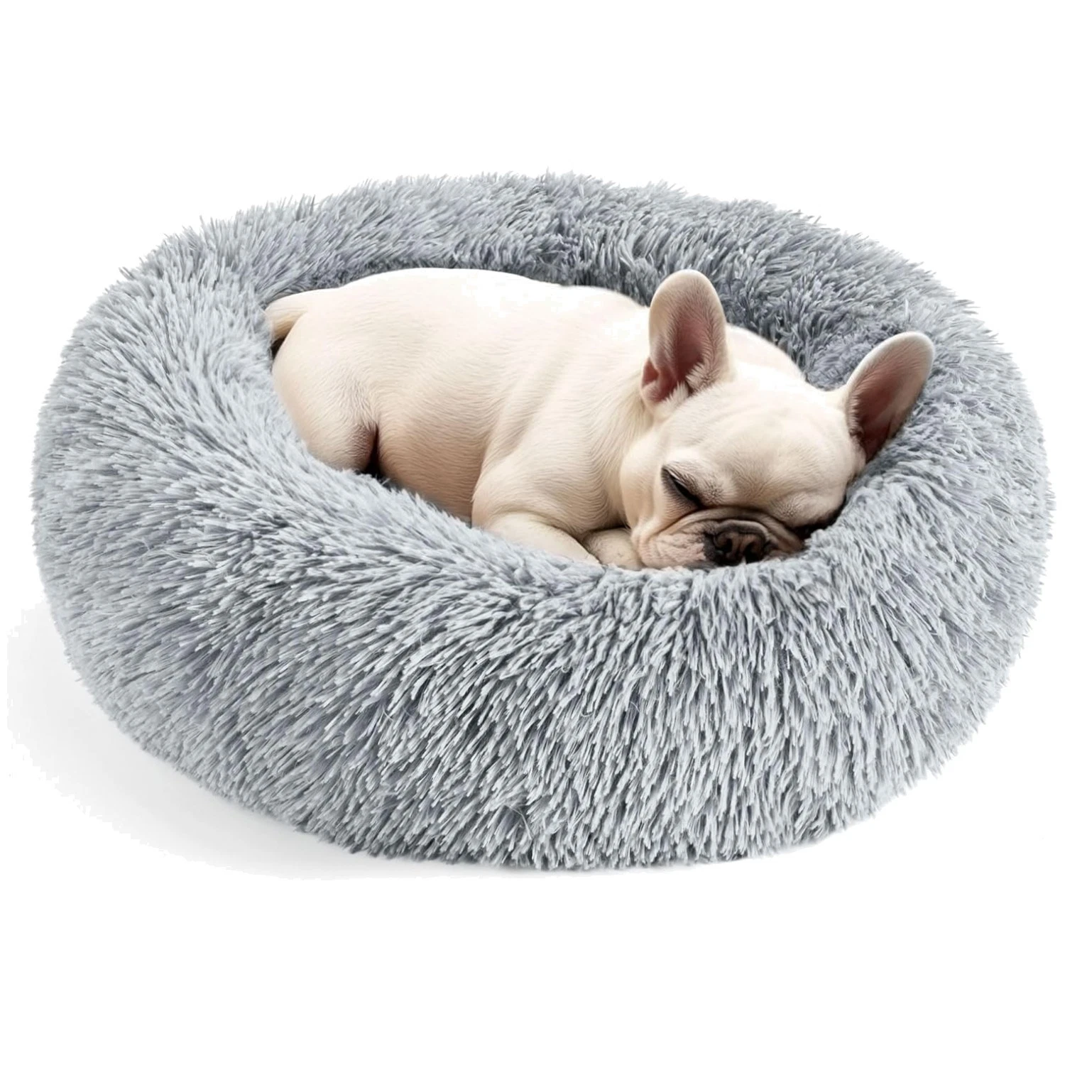 Round Fluffy Pet Bed for Small Dogs & Cats, 20in
