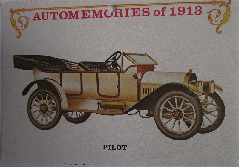 1913 Pilot Touring car calendar car print (yellow, no top)