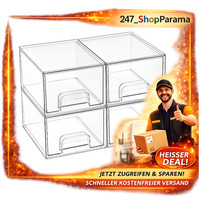 4Er-Set Stapelbare Aufbewahrungsboxen Acryl Mit 32 Antirutschmatten