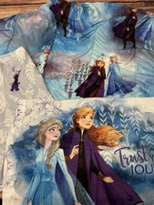 Disney Frozen II Comforter, Flat Sheet, Pillowcase Bedding Set, Blue - Twin