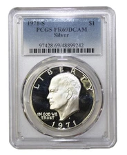 1971 -S Silver Eisenhower (IKE) Dollar Proof PCGS PR69 DCAM