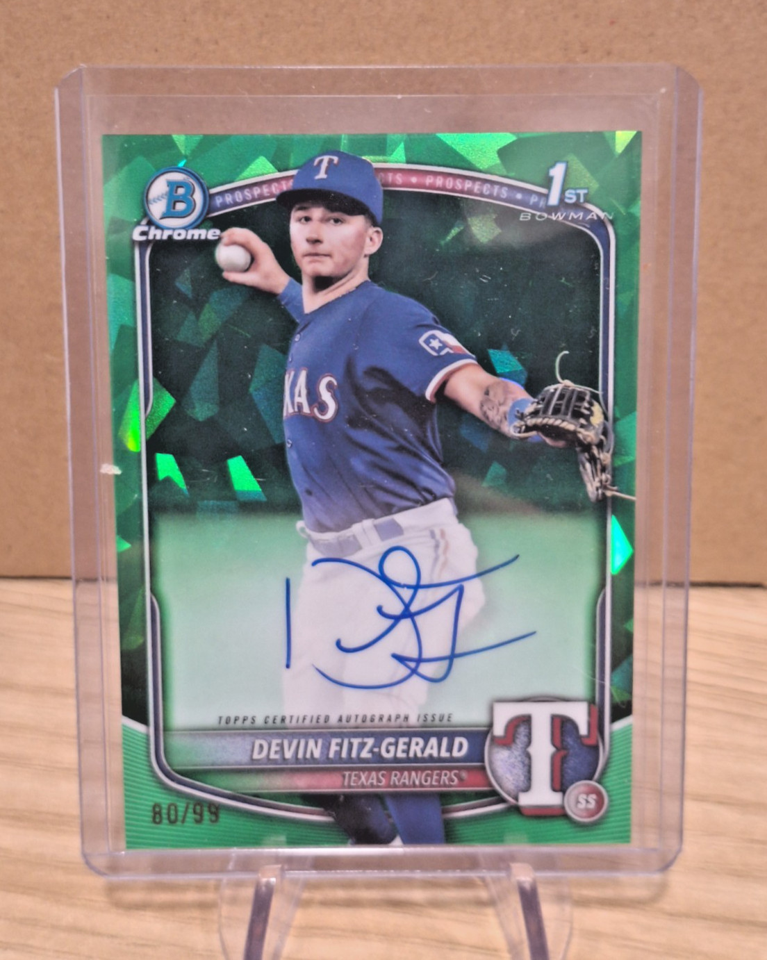 2025 Bowman Chrome Sapphire Devin Fitz Gerald Green Sapphire Bowman Auto /99