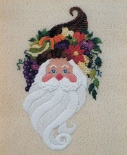 Libby Sturdy Needlepoint Canvas  Guide Vintage Line Drawn Harvest Santa RARE