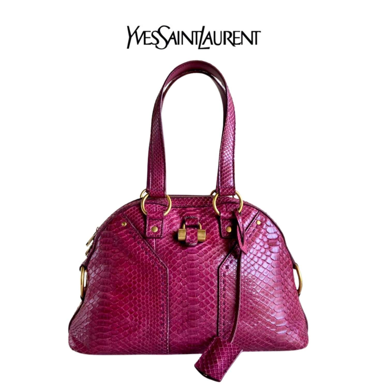 Borsa a tracolla Yves Saint Laurent Rive Gauche M pelle viola rosa rara