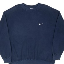 VINTAGE NIKE CLASSIC SWOOSH NAVY BLUE SWEATSHIRT 1990S XL MADE IN USA