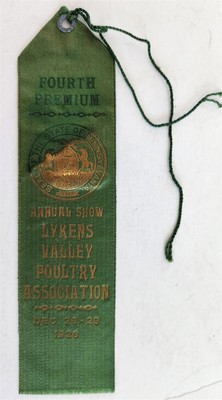 1928 antique LYKENS VALLEY POULTRY COMPETITION pa ANNUAL SHOW RIBBON premium