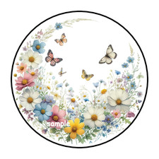WILDFLOWERS BUTTERFLIES ENVELOPE SEALS STICKERS LABELS TAGS 1.5" ROUND 30