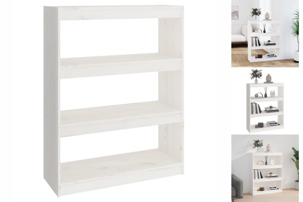 Standregal BüCherregal Raumteiler Weiß 80X30X103,5 Cm Massivholz Kiefer-image