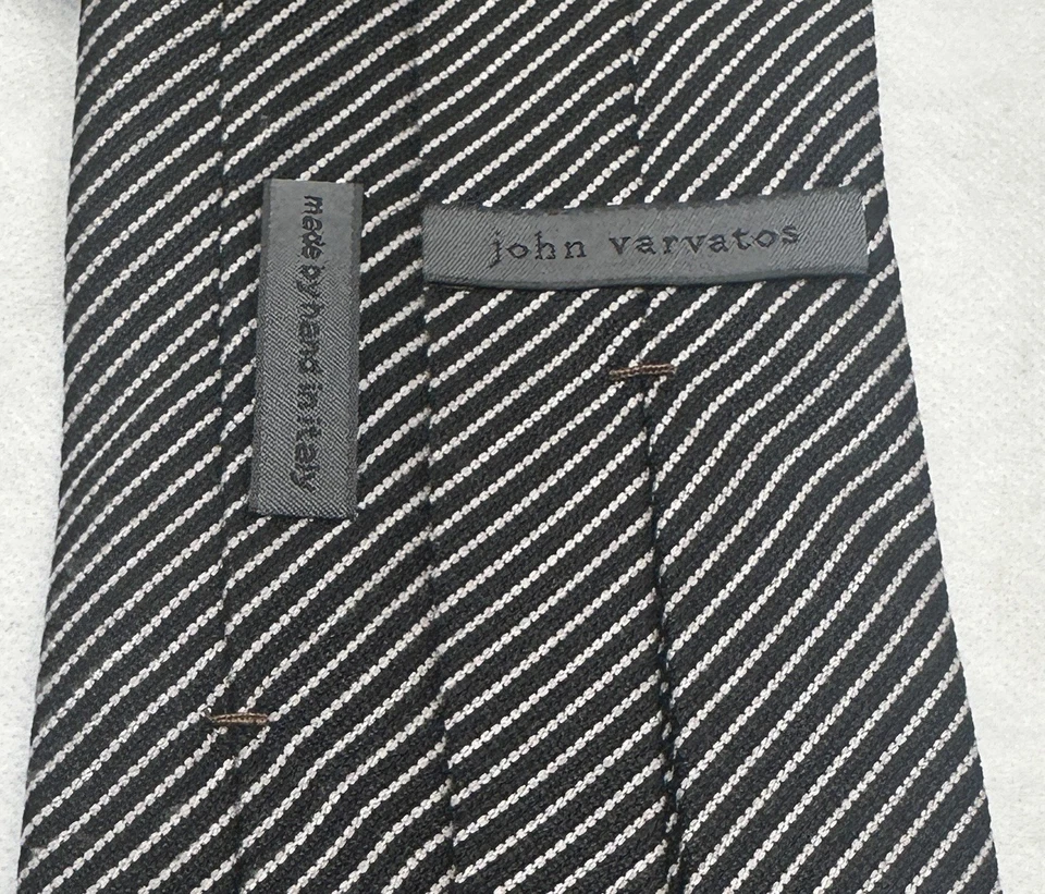 JOHN VARVATOS Italy black/white Striped 3” Wide - Image 2 of 4