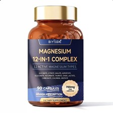 Magnesium 12 in 1 Complex 700mg - Glycinate Citrate Malate Taurate Daily Support