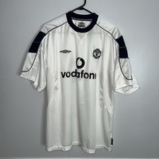 Manchester United Jersey Mens XL White 2000 2001 Umbro Football Soccer