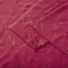 Sanskriti Vintage Pink Chiffon Saree Handmade Kamdani Mukesh Lucknow Sari Fabric