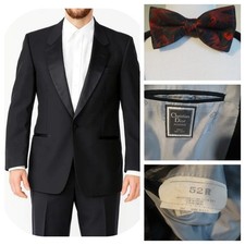 Christian Dior Monsieur Men  s Tuxedo Blazer Formal 52 R Notch Lapel, USA Bow Tie