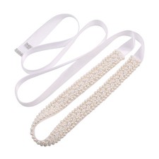 Crystal Bridal Belt Handmade Pearls Wedding Sash Belts Bridesmaid Sash for Wo...
