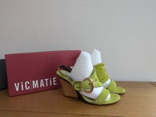 VIC MATIE Lime Green Suede Wooden Heel Slingback Sandals EU 37.5 UK 4.5 Italy