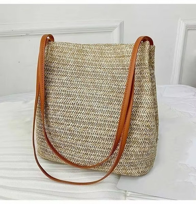 Women's Woven Straw Crossbody Beach Bag Rattan Summer Handbag Tote