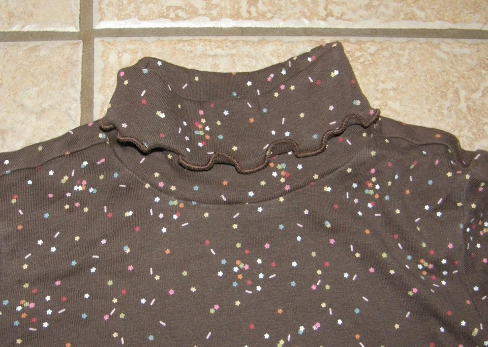 GYMBOREE Girls Sz 12 Casual Wear Brown Print Soft Stretchy Cotton Turtleneck Top - Image 2 of 3
