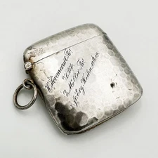 ANTIQUE GERMAN VESTA CASE PLANISHED 800 GRADE SILVER c1909