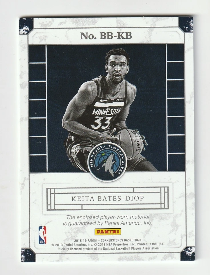 2018-19 Panini Cornerstones #BB-KB Keita Bates-Diop Jersey Relic RC, Ohio State - Image 2 of 2